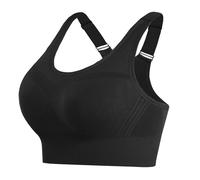 Litherday Women's Sports Bra Max Control Solid High Impact Wirefree Sports Bras for Women Removable Padding Yoga Gym Running Crop Top Black