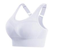 Litherday Women's Sports Bra Max Control Solid High Impact Wirefree Sports Bras for Women Removable Padding Yoga Gym Running Crop Top White