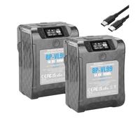 Lithium Battery：for BP-VL99 14.4V 99Wh V Mount Battery W LCD Display V Lock V Shape Li-ion Battery PD Fast Charging For Camera DSLR Battery(2 Pcs Battery)