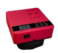 Lithium Battery Inverter with Voltage Display Converts 21V DC to AC 220V, Designed for Small Portable Electronics with Intelligent Safety Systems (red)
