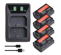 Lithium Battery NP-FZ100 NPFZ100 2280mAh Battery+LED Dual Charger，Compatible For Sony Alpha 9,A9R A9S A6600 A6700 A7RIII A7 Iii 7RM3 A7m3 A7m4 A7C(4 Battery 1 charger)