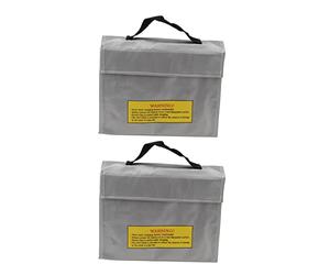 Lithium Battery Safety Bag, Fireproof Explosion Proof PVC Fiber, 2 Pcs 9.4x2.5x7.1 Inch - Effective Air Isolation, Charging Hole Design, Safe Storage and Charging