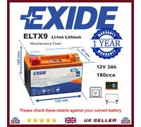 Lithium Motorcycle Battery Bike Motorbike ELTX9 Exide Replaces YTX9BS