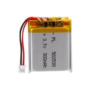 Lithium Polymer Battery 3.7V 300mAh 502530 Lipo Rechargeable Battery Pack with JST Connector for Bluetooth Speakers, Wireless Earbuds, Portable Electronics
