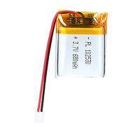 Lithium Polymer Battery 3.7V 680mAh 102530 Lipo Rechargeable Battery Pack with JST Connector for Bluetooth Speakers, Wireless Earbuds, Portable Electronics
