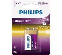 PHILIPS LITHIUM ULTRA 9V BATTERY 6FR61 9V BLISTER 1BL EXP 2026 MAY NEW