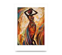 Lithobee - Abstract African Woman in Warm Tones Home Wall Art Prints - A4 Unframed