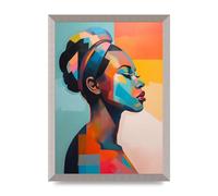 Lithobee - African Woman in Pastel Serenity Home Wall Art Prints - A3 Silver Abraded Frame