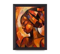 Lithobee - African Womans Warmth in Abstract Home Wall Art Prints - A4 Black Abraded Frame