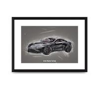 Lithobee - Aston Martin Vantage - Printed Wall Art Design in Sizes A2, A3 & A4 Framed in a Stylish Quality Coloured Frame or Unframed (A4 Black Brushed Frame)
