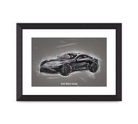 Lithobee - Aston Martin Vantage - Printed Wall Art Design in Sizes A2, A3 & A4 Framed in a Stylish Quality Coloured Frame or Unframed (A4 Black Abraded Frame)