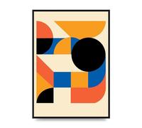 Lithobee - Bauhaus Seven - Printed Wall Art Design in Sizes A2, A3 & A4 Framed in a Stylish Quality Coloured Frame or Unframed (A2 Black Brushed Frame)