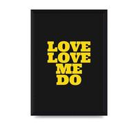 Lithobee - Beatles Lyric Love Me Do Quote Yellow Black - Printed Wall Art Design in Sizes A2, A3 & A4 Framed in a Stylish Coloured Frame or Unframed (A4 Black Brushed Frame)