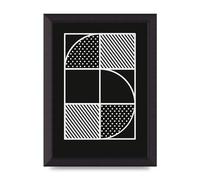 Lithobee - Black White Abstract Shape Line Five - Printed Wall Art Design in Sizes A2, A3 & A4 Framed in a Stylish Coloured Frame or Unframed (A4 Black Abraded Frame)