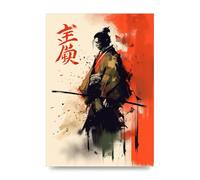 Lithobee - Bold Samurai Silhouette Modern Art Home Wall Art Prints - A4 Unframed