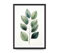 Lithobee Botanical Green Leaves Wall Art Print - Minimalist Leaf Plant Poster, Framed or Unframed - A4 A3 A2 - Modern Botanical Wall Decor for Living Room, Bathroom & Bedroom