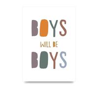 Lithobee - Boys Will Be Boys - Printed Wall Art Design in Sizes A2, A3 & A4 Framed in a Stylish Quality Coloured Frame or Unframed (A3 Unframed)