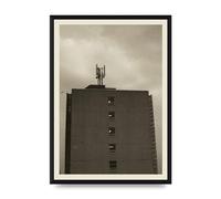 Lithobee - Brutalist 35Mm Building - Printed Wall Art Design in Sizes A2, A3 & A4 Framed in a Stylish Quality Coloured Frame or Unframed (A3 Black Brushed Frame)