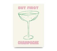 Lithobee - But First Champagne - Printed Wall Art Design in Sizes A2, A3 & A4 Framed in a Stylish Quality Coloured Frame or Unframed (A2 Unframed)
