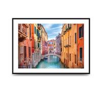 Lithobee - Canal In Venice Italy - Printed Wall Art Design in Sizes A2, A3 & A4 Framed in a Stylish Quality Coloured Frame or Unframed (A2 Black Brushed Frame)