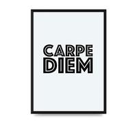 Lithobee - Carpe Diem White - Printed Wall Art Design in Sizes A2, A3 & A4 Framed in a Stylish Quality Coloured Frame or Unframed (A3 Black Brushed Frame)