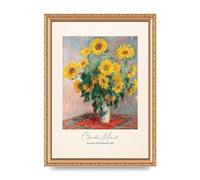 Lithobee - Claude Monet Bouquet Of Sunflowers 1881 - Printed Wall Art Design in Sizes A2, A3 & A4 Framed in a Stylish Coloured Frame or Unframed (A4 Gold Ornate Frame)