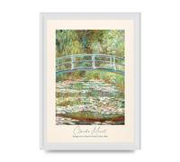 Lithobee - Claude Monet Bridge Over A Pond Of Water Lilies 1899 - Printed Wall Art Design in Sizes A2, A3 & A4 Framed in a Stylish Frame or Unframed (A4 White Ornate Frame)
