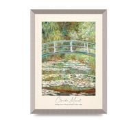 Lithobee - Claude Monet Bridge Over A Pond Of Water Lilies 1899 - Printed Wall Art Design in Sizes A2, A3 & A4 Framed in a Stylish Frame or Unframed (A3 Silver Abraded Frame)