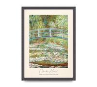 Lithobee - Claude Monet Bridge Over A Pond Of Water Lilies 1899 - Printed Wall Art Design in Sizes A2, A3 & A4 Framed in a Stylish Frame or Unframed (A3 Black Grain Frame)