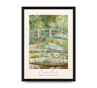 Lithobee - Claude Monet Bridge Over A Pond Of Water Lilies 1899 - Printed Wall Art Design in Sizes A2, A3 & A4 Framed in a Stylish Frame or Unframed (A4 Black Brushed Frame)