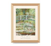 Lithobee - Claude Monet Bridge Over A Pond Of Water Lilies 1899 - Printed Wall Art Design in Sizes A2, A3 & A4 Framed in a Stylish Frame or Unframed (A4 Gold Abraded Frame)