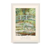Lithobee - Claude Monet Bridge Over A Pond Of Water Lilies 1899 - Printed Wall Art Design in Sizes A2, A3 & A4 Framed in a Stylish Frame or Unframed (A4 White Grain Frame)