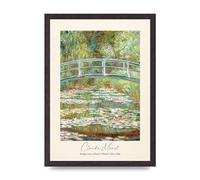 Lithobee - Claude Monet Bridge Over A Pond Of Water Lilies 1899 - Printed Wall Art Design in Sizes A2, A3 & A4 Framed in a Stylish Frame or Unframed (A3 Black Saw Cut Grain Frame)