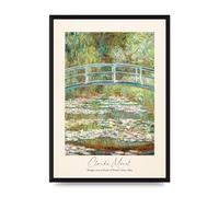 Lithobee - Claude Monet Bridge Over A Pond Of Water Lilies 1899 - Printed Wall Art Design in Sizes A2, A3 & A4 Framed in a Stylish Frame or Unframed (A3 Black Brushed Frame)