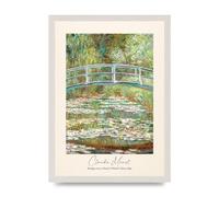 Lithobee - Claude Monet Bridge Over A Pond Of Water Lilies 1899 - Printed Wall Art Design in Sizes A2, A3 & A4 Framed in a Stylish Frame or Unframed (A3 White Saw Cut Grain Frame)