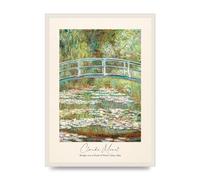 Lithobee - Claude Monet Bridge Over A Pond Of Water Lilies 1899 - Printed Wall Art Design in Sizes A2, A3 & A4 Framed in a Stylish Frame or Unframed (A2 White Grain Frame)