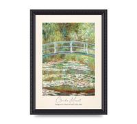 Lithobee - Claude Monet Bridge Over A Pond Of Water Lilies 1899 - Printed Wall Art Design in Sizes A2, A3 & A4 Framed in a Stylish Frame or Unframed (A4 Black Ornate Frame)