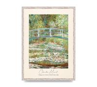 Lithobee - Claude Monet Bridge Over A Pond Of Water Lilies 1899 - Printed Wall Art Design in Sizes A2, A3 & A4 Framed in a Stylish Frame or Unframed (A2 White Distressed Frame)