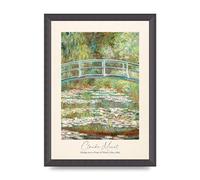 Lithobee - Claude Monet Bridge Over A Pond Of Water Lilies 1899 - Printed Wall Art Design in Sizes A2, A3 & A4 Framed in a Stylish Frame or Unframed (A4 Black Grain Frame)
