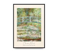 Lithobee - Claude Monet Bridge Over A Pond Of Water Lilies 1899 - Printed Wall Art Design in Sizes A2, A3 & A4 Framed in a Stylish Frame or Unframed (A2 Black Brushed Frame)