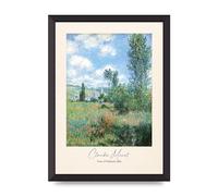 Lithobee - Claude Monet View Of Vetheuil 1880 - Printed Wall Art Design in Sizes A2, A3 & A4 Framed in a Stylish Coloured Frame or Unframed (A3 Black Abraded Frame)