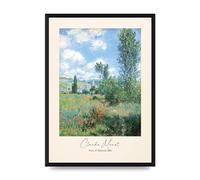 Lithobee - Claude Monet View Of Vetheuil 1880 - Printed Wall Art Design in Sizes A2, A3 & A4 Framed in a Stylish Coloured Frame or Unframed (A3 Black Brushed Frame)