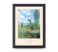 Lithobee - Claude Monet View Of Vetheuil 1880 - Printed Wall Art Design in Sizes A2, A3 & A4 Framed in a Stylish Coloured Frame or Unframed (A4 Black Abraded Frame)