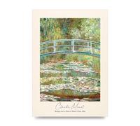 Lithobee Claude Monet Water Lilies Wall Art Print - Bridge Over a Pond of Water Lilies 1899, Framed or Unframed Fine Art Poster - A4 A3 A2 - Living Room & Bedroom Decor