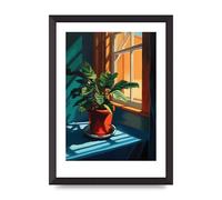 Lithobee - Edward Hopper Style House Plant Home Wall Art Prints - A3 Black Abraded Frame