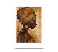 Lithobee - Essence of African Woman in Earthy Hues Home Wall Art Prints - A4 Unframed