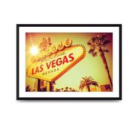 Lithobee - Famous Las Vegas Sign Nevada - Printed Wall Art Design in Sizes A2, A3 & A4 Framed in a Stylish Quality Coloured Frame or Unframed (A3 Black Brushed Frame)