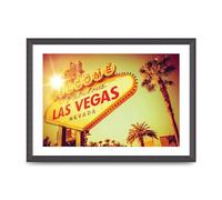 Lithobee - Famous Las Vegas Sign Nevada - Printed Wall Art Design in Sizes A2, A3 & A4 Framed in a Stylish Quality Coloured Frame or Unframed (A3 Black Grain Frame)