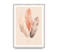 Lithobee - Feathered Boho Whisper Cream Riso Print Home Wall Art Prints - A2 White Distressed Frame