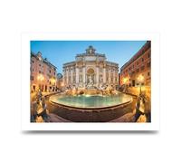 Lithobee - Fontaine De Trevi Rome - Printed Wall Art Design in Sizes A2, A3 & A4 Framed in a Stylish Quality Coloured Frame or Unframed (A3 Unframed)